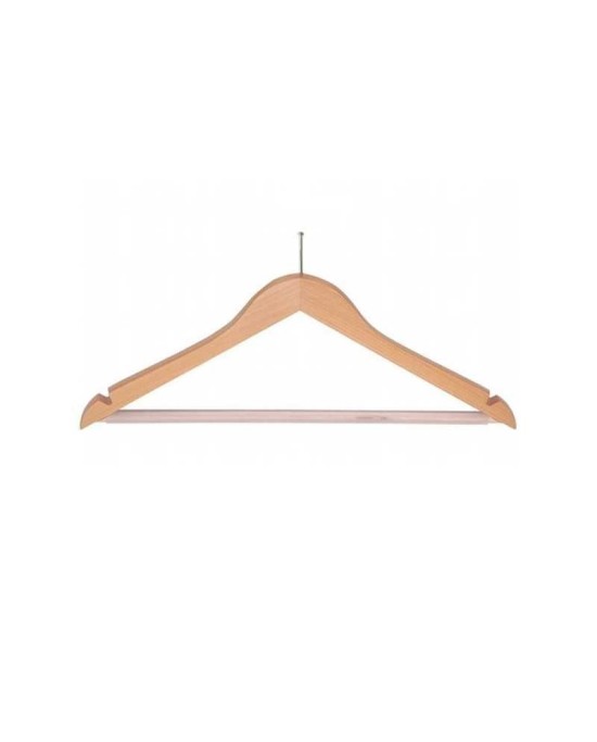 Cintre bois hôtel antivol - Encoches et barre - Lot de 100