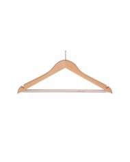 Cintre bois hôtel antivol - Encoches et barre - Lot de 100